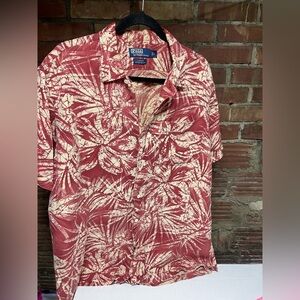 Vintage polo Ralph Lauren 90s red leaf print Hawaiian camp shirt Men’s L